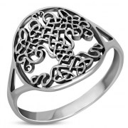 Tree of Life Plain Sterling Silver Celtic Knot Ring, rp807